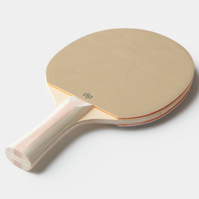 Raquette De Ping Pong Monogramme d'or en cuir beige (Dos Angle)