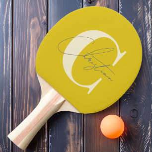 Raquette De Ping Pong Monogramme Élégant du Milieu du Siècle Moderne Cit