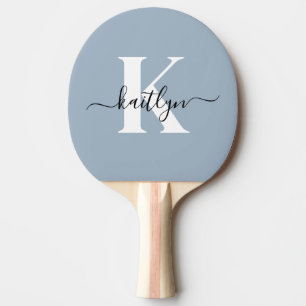 Raquette De Ping Pong Monogramme élégant en bleu poussiéreux