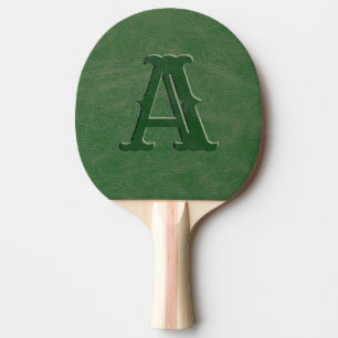 Raquette De Ping Pong Monogramme en cuir vert rustique