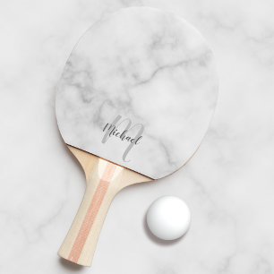Raquette De Ping Pong Monogramme et nom de script personnalisé