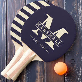 Raquette De Ping Pong Monogramme et nom Overlay Polo Minuit Océan