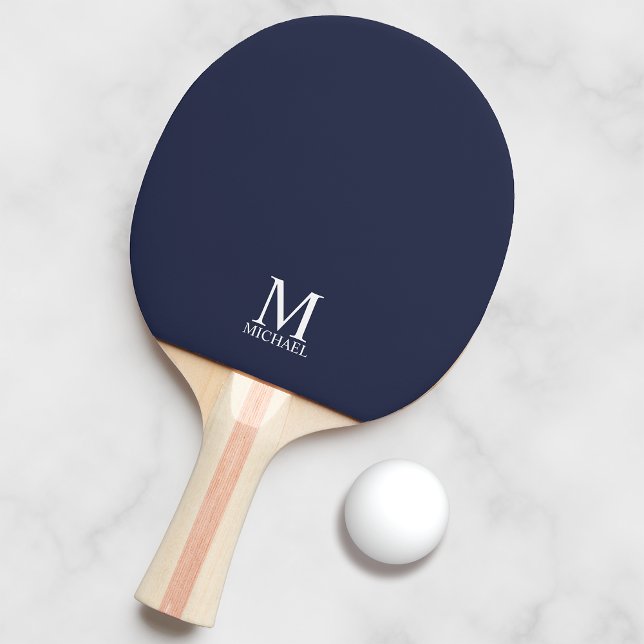 Raquette De Ping Pong Monogramme et nom personnalisés classiques (Créateur téléchargé)