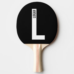 Raquette De Ping Pong Monogramme et nom personnalisés gras modernes