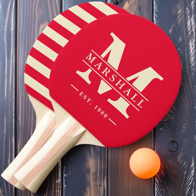 Raquette De Ping Pong Monogramme et nom superposition Polo cueillette ro (Créateur téléchargé)