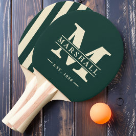 Raquette De Ping Pong Monogramme et nom superposition Polo Striage vert