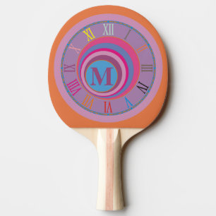 Raquette De Ping Pong Monogramme girly initial jolie horloge tourbillon 