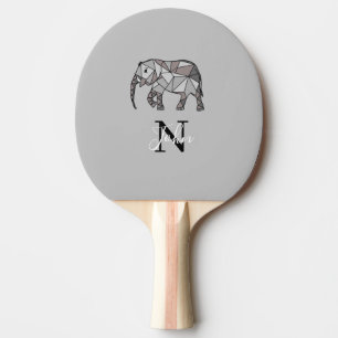 Raquette De Ping Pong Monogramme Graphique mignon Eléphant Noir personna