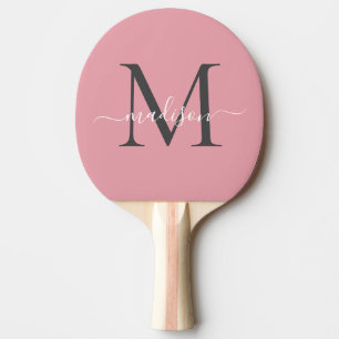 Raquette De Ping Pong Monogramme gris gris rose pâle pâle Nom élégant du