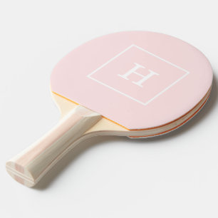 Raquette De Ping Pong Monogramme Initial Cadre Rose Clair Blanc