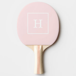 Raquette De Ping Pong Monogramme initial encadré blanc rose clair