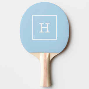 Raquette De Ping Pong Monogramme initial encadré par blanc de bleu de
