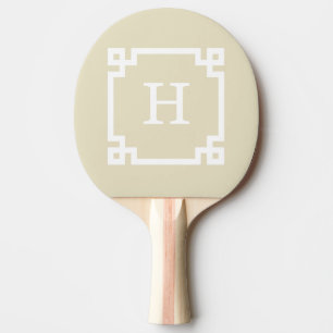 Raquette De Ping Pong Monogramme initial principal grec blanc beige du