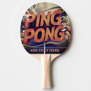 Raquette De Ping Pong monogramme moderne personnalisé coloré avec texte