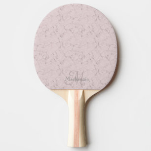 Raquette De Ping Pong Monogramme Nom personnalisé Motif en marbre gris r