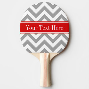 Raquette De Ping Pong Monogramme nommé rouge gris d'atterrisseur Chevron