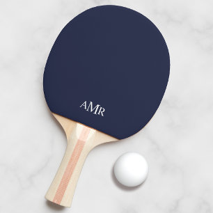 Raquette De Ping Pong Monogramme personnalisé bleu marine classique