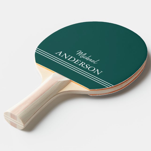 Raquette De Ping Pong monogramme personnalisé sur vert (Devant Angle)