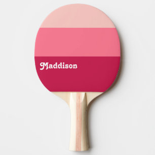Raquette De Ping Pong monogramme personnalisé, typographie rétro rose vi