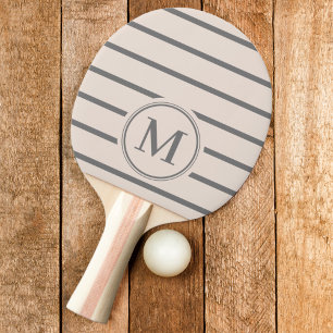 Raquette De Ping Pong Monogramme rayé couleur rose château de sable