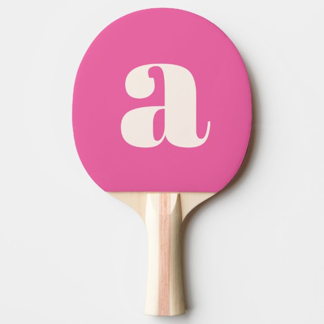 Raquette De Ping Pong Monogramme rétro rose rose simple (Devant)