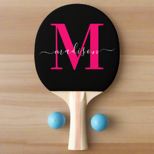 Raquette De Ping Pong Monogramme rose chaud noir et gras Première fille