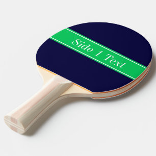 Raquette De Ping Pong Monogramme solide de nom de ruban de vert vert de