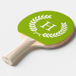 Raquette De Ping Pong Monogramme vert pomme d'initiale de guirlande de