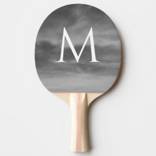 Raquette De Ping Pong Monogrammes élégants Noir Blanc gris nuages Moti