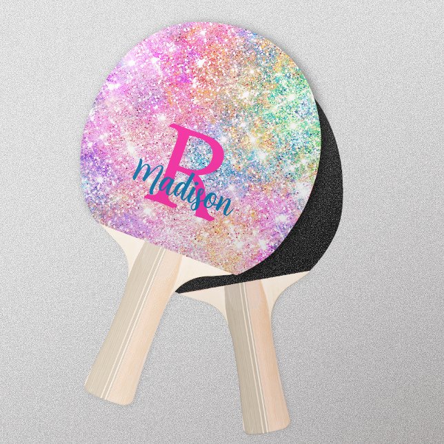 Raquette De Ping Pong Monographie de la fausse parties scintillant rose  (Créateur téléchargé)