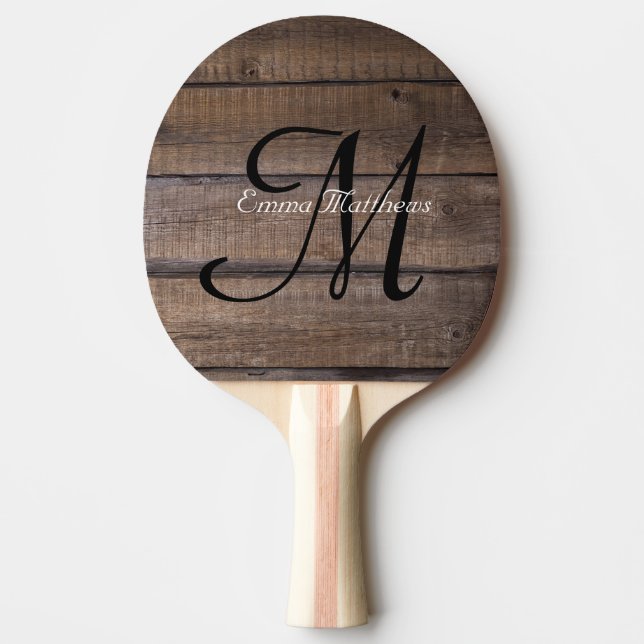 Raquette De Ping Pong Monographie personnalisée en bois rustique (Devant)
