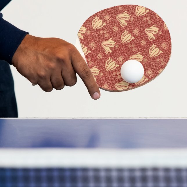 Raquette De Ping Pong Morris Inspiré Lily Flower Botanique Rouge Textile (Insitu)