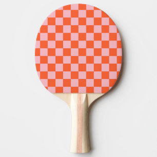 Raquette De Ping Pong Motif à carreaux orange et rose