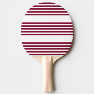 Raquette De Ping Pong Motif à cinq bandes rouge et blanc bordeaux