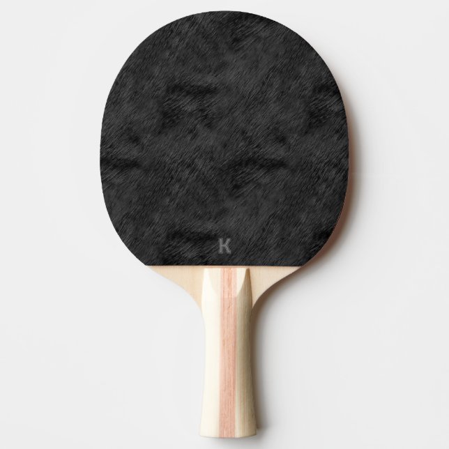 Raquette De Ping Pong Motif à fourrure noire (Devant)