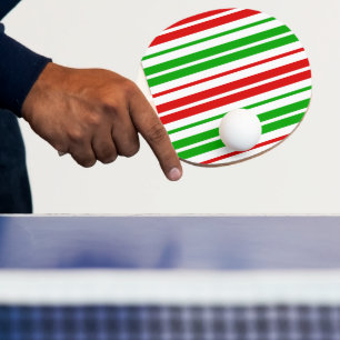 Raquette De Ping Pong Motif à rayures blanches rouges et vertes