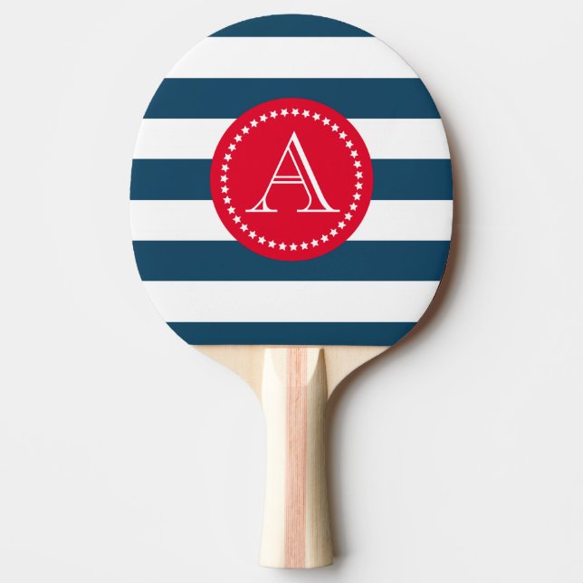 Raquette De Ping Pong Motif bleu et blanc (Devant)