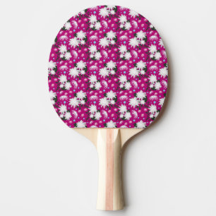 Raquette De Ping Pong Motif botanique élégant à fleurs blanches