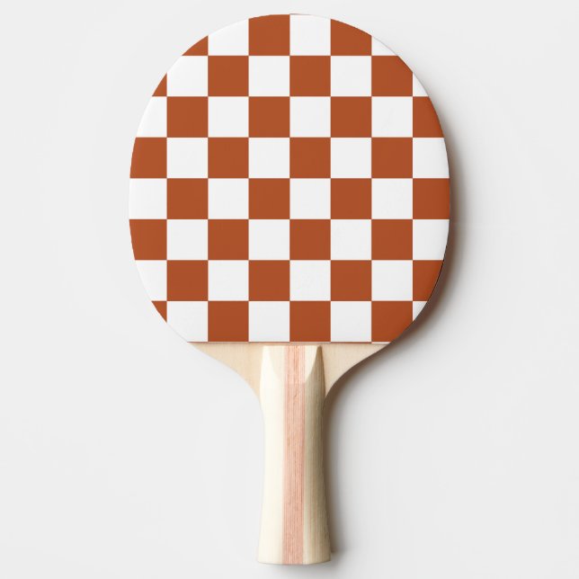 Raquette De Ping Pong Motif Brown blanc À damiers chèque (Devant)