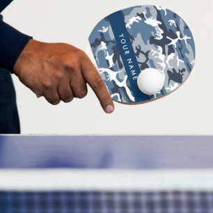 Raquette De Ping Pong Motif camouflage neige hivernale bleue Personnalis
