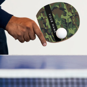 Raquette De Ping Pong Motif Camouflage Vert, Votre nom, Personnaliser
