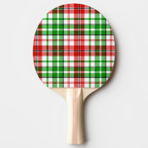 Raquette De Ping Pong Motif carreaux tartan vert rouge blanc