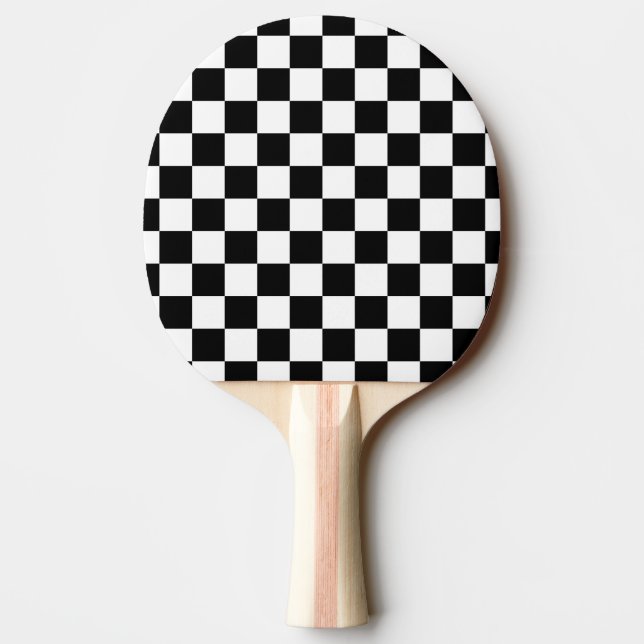 Raquette De Ping Pong Motif chèque noir et blanc (Dos)