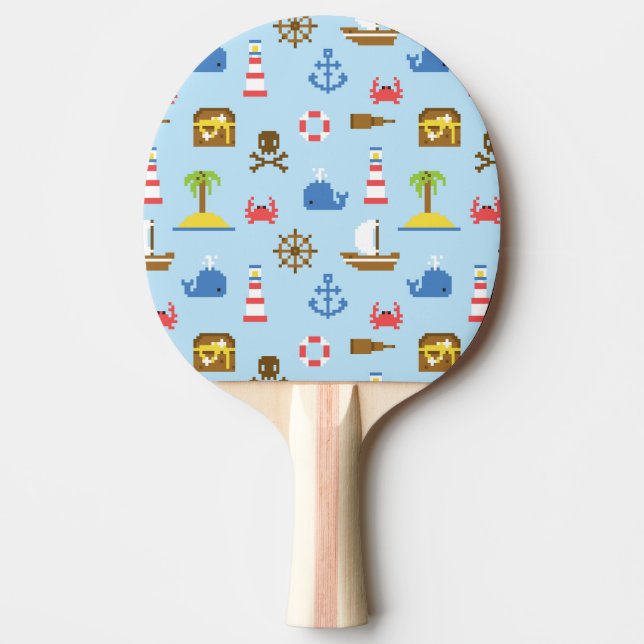 Raquette De Ping Pong Motif d'art de mer de pixel (Devant)