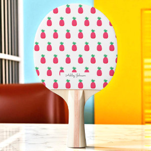 Raquette De Ping Pong Motif de ananas rose blanc 