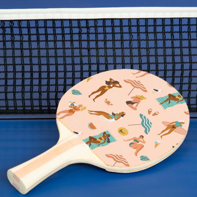 Raquette De Ping Pong Motif de bains de soleil de plage (Insitu)