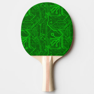 Raquette De Ping Pong Motif de carte électronique de vert