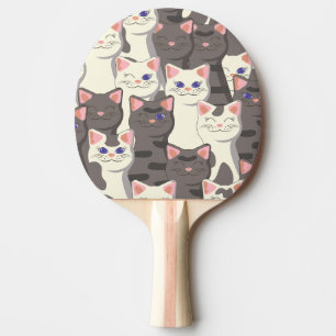 Raquette De Ping Pong Motif de chats blancs et gris