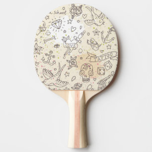 Raquette De Ping Pong Motif de concept de tatouage