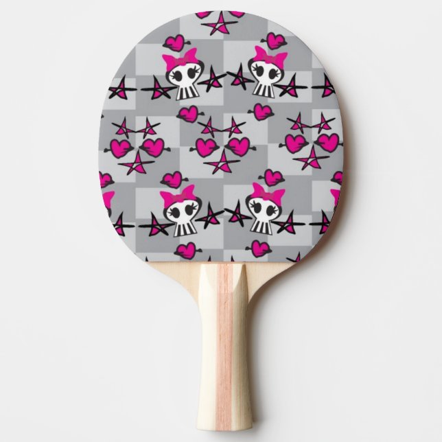 Raquette De Ping Pong Motif de crânes d'Emo (Devant)